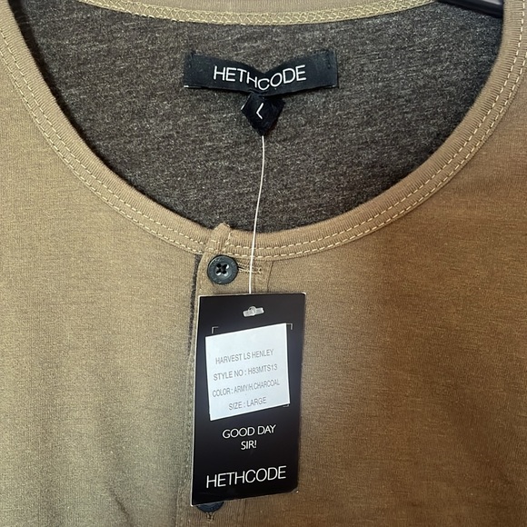 Hethcode long sleeve olive shirt large NWT - Picture 2 of 2